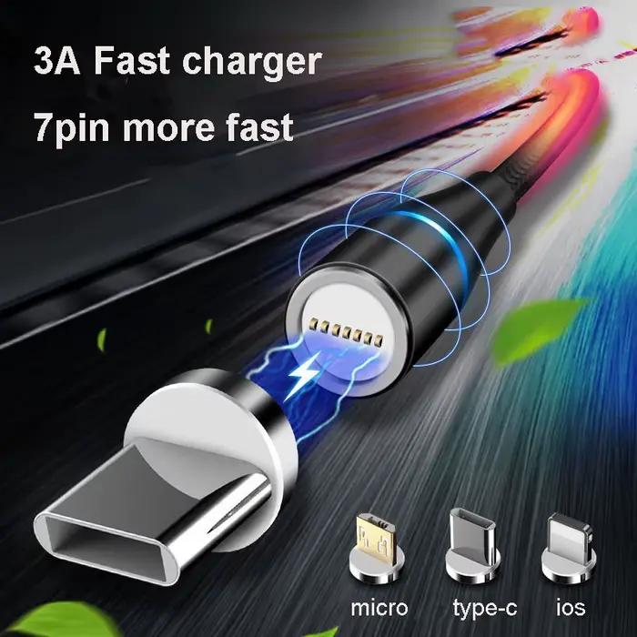 Câble Micro Usb/type-c 3A magnétique pour recharge rapide