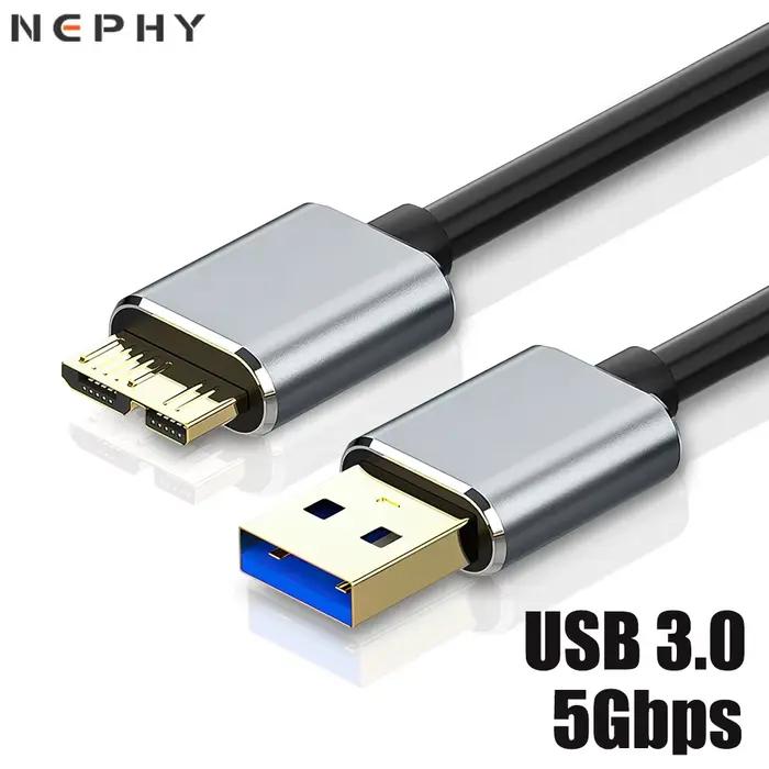Câble USB A 3.0 vers Micro B pour disque dur externe HDD SSD fil de charge de données pour ordinateur portable Toshiba Seagate HP Sandisk données rapides plug and play aluminium alloy shell PVC construction robuste entretien facile occasions spéciales