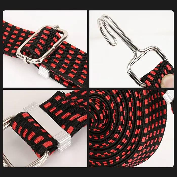 Crochets de corde de bagages en caoutchouc élastiques pour moto, attache de corde de vélo, sangle de porte-bagages automatique, crochet à bande fixe, accessoires de voiture