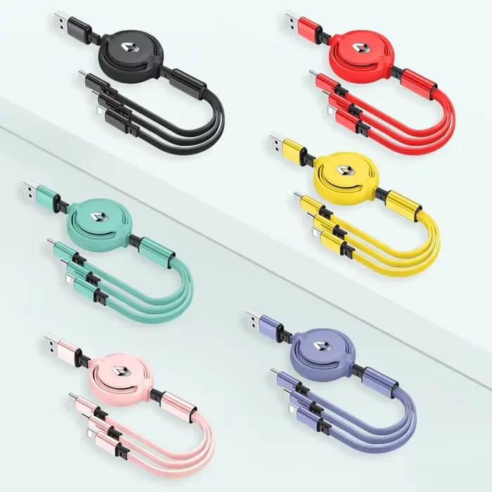 Câble de charge rapide Micro USB Type C 3 en 1 pour Renault Megane Kadjar QM6 Clio Koleos Espace Captur ZOE RS intérieur de voiture recharge rapide multi couleur compatible