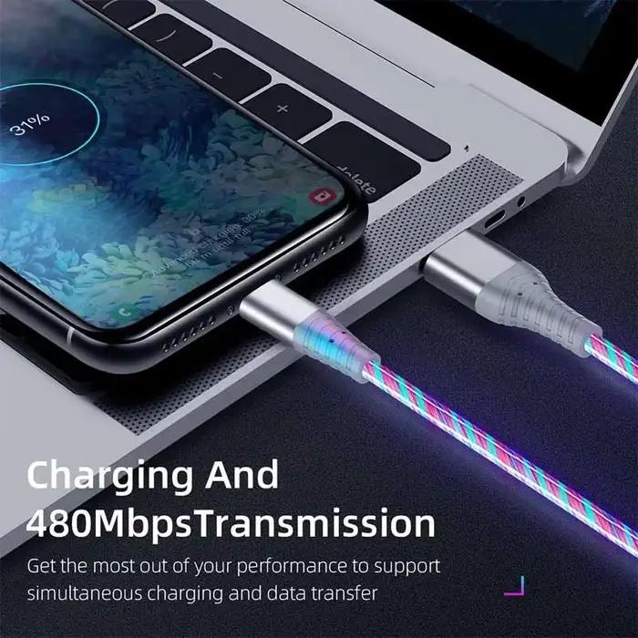 Cordon de données de charge rapide flux lumineux USB Type C câble 5A