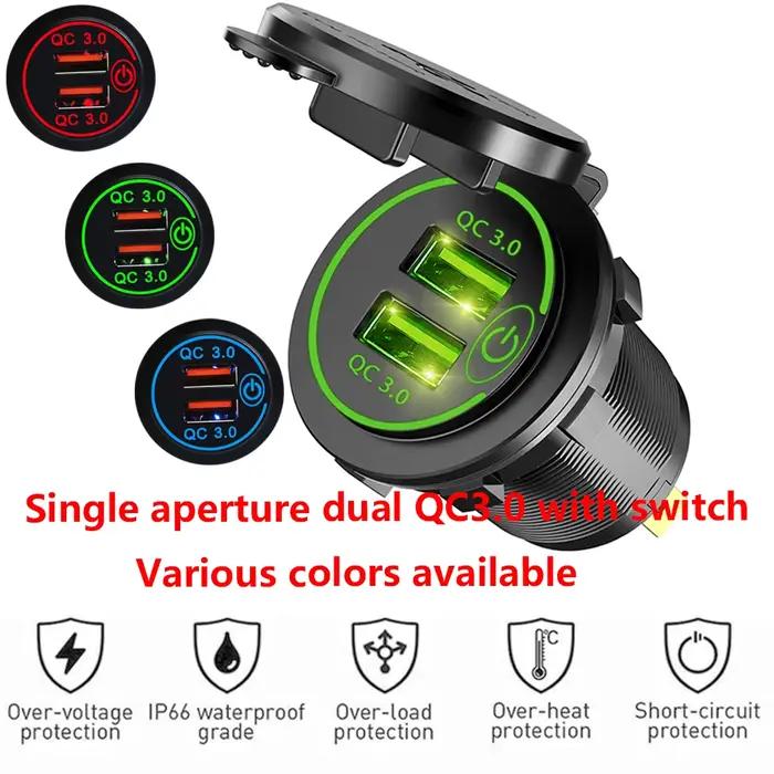Chargeur de voiture LED avec interrupteur tactile