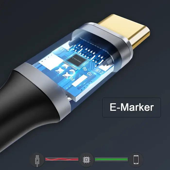 Câble USB C 10Gbps 100W avec marqueur électronique résistant pour téléphone portable usage quotidien
