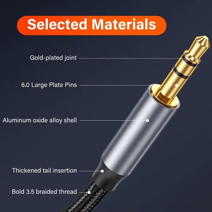 Câble Aux TRS 3 pôles plaqué or 3.5mm à 3.5mm