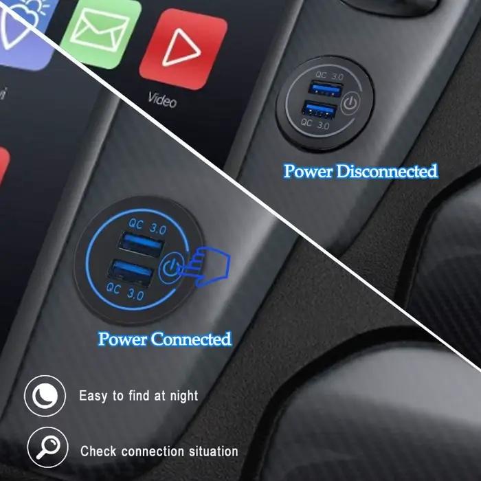 Allume-cigare de chargeur de voiture avec interrupteur tactile 12V-24V double prise USB pour recharger rapidement vos appareils en voiture occasions spéciales