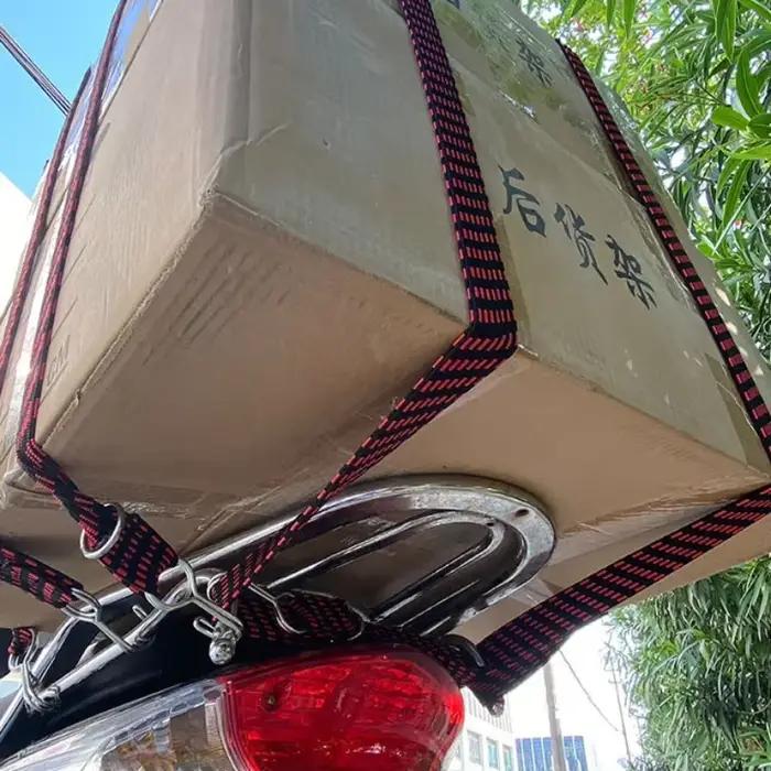 Crochets de corde de bagages en caoutchouc élastiques pour moto, attache de corde de vélo, sangle de porte-bagages automatique, crochet à bande fixe, accessoires de voiture