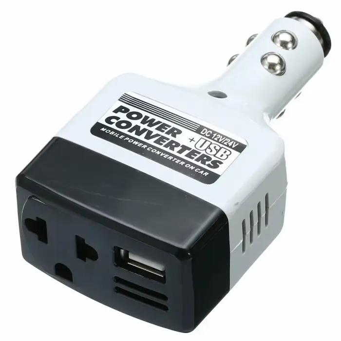1 pièces chargeur de voiture Portable 12V/24V à 220V DC à AC convertisseur de puissance