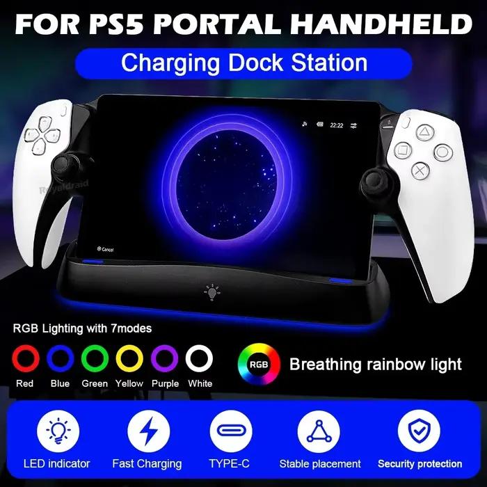 Station de charge à alignement automatique 7 lumières pour PS5 et PS Portal – Support