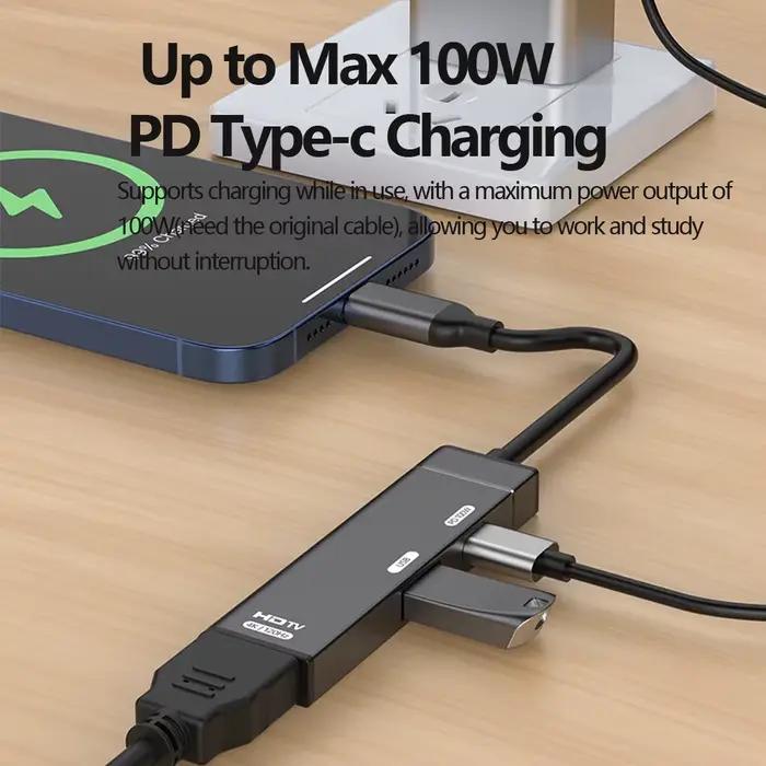 Tebe 3 en 1 USB C Hub type-c à 4K 120HZ HDMI-Compatible USB3.0 données 100W PD