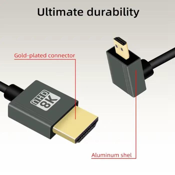 Câble enroulé Micro HDMI vers HDMI court 8K