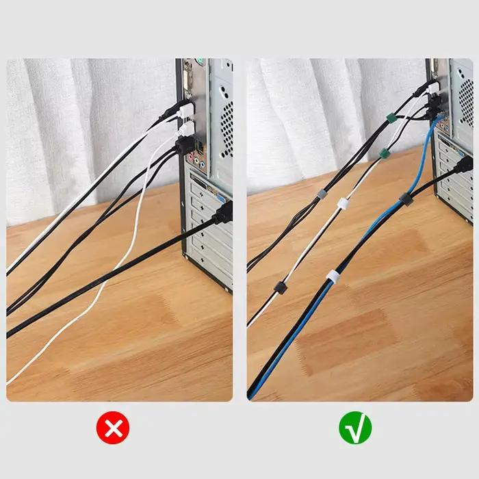 Attacheurs en nylon autobloquants pour l'organisation des câbles d'écouteurs et souris pour bureau et salon occasions spéciales