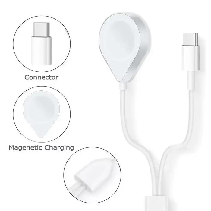 Câble USB C 3 en 2 pour chargeur Apple Watch