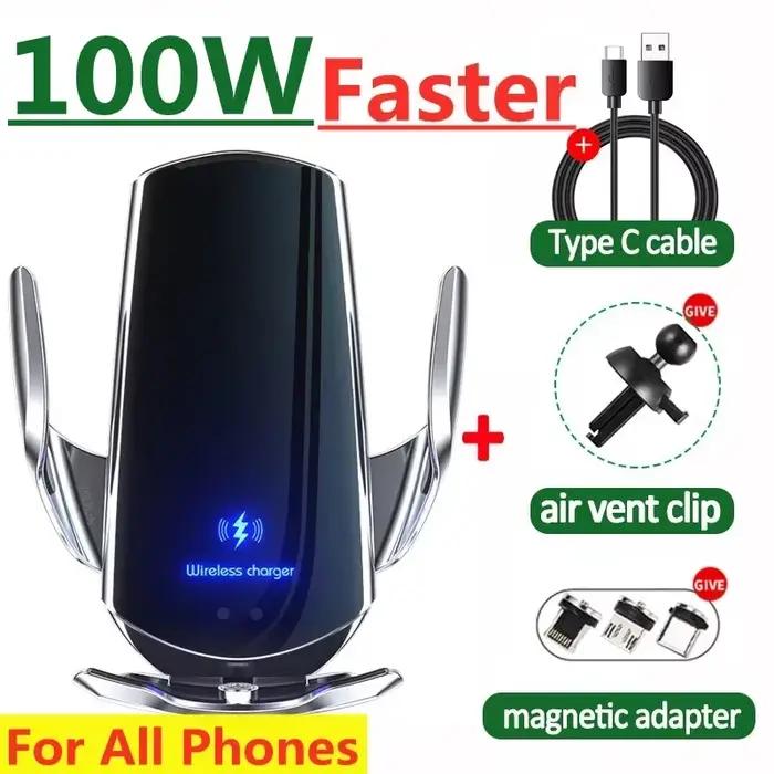 Support de téléphone de voiture chargeur sans fil pour IPhone 12 13 14 Pro Max Samsung S22 S21 S10