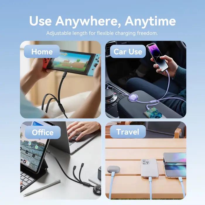 Vention USB C câble 3 en 1 rétractable USB Type C
