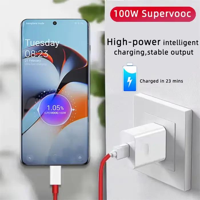 100W SuperVOOC USB Chargeur Rapide Pour Oneplus 13 12 11 10 Pro 13r 12r Nord CE 2 3 4 Lite Ace 5 Pro USB Type C Câble