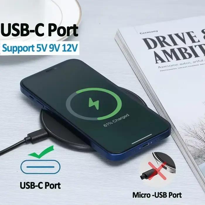 Chargeur sans fil rapide à induction pour iPhone 17 16 15 14 13 Pro Max, compatible avec Samsung S25 S24 Xiaomi Huawei, recharge sans fil rapide, design élégant et compact