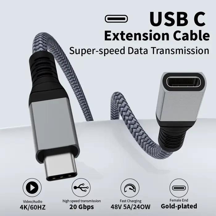 Câble d'extension USB C Audio/vidéo 4K @ 60HZ type-c mâle à femelle