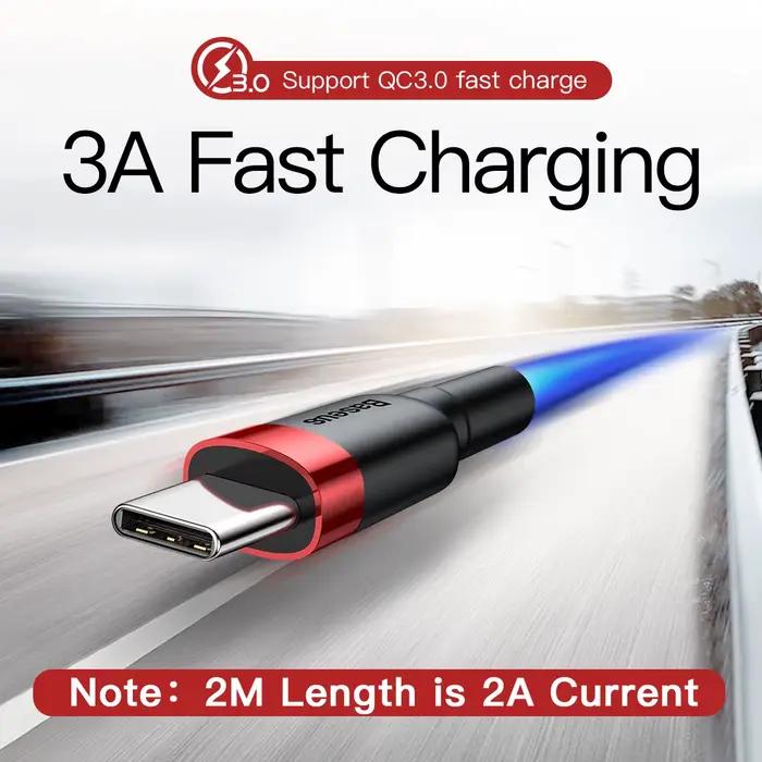Câble USB Type C Baseus pour charge rapide et transmission de données, 3m, compatible avec Samsung S22 S10, Xiaomi POCO, Huawei, et autres smartphones pour usage quotidien et cadeaux spéciaux