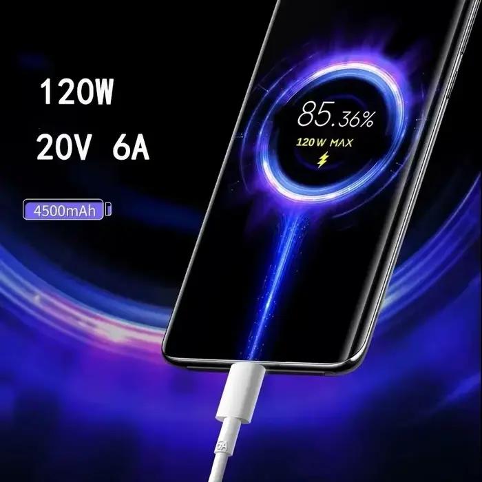 Chargeur Xiaomi 120W avec cÃ¢ble de donnÃ©es Type C 6A pour smartphones Xiaomi 12 12S 12T Pro et autres modèles 5G compatibles charge rapide puissance 120W