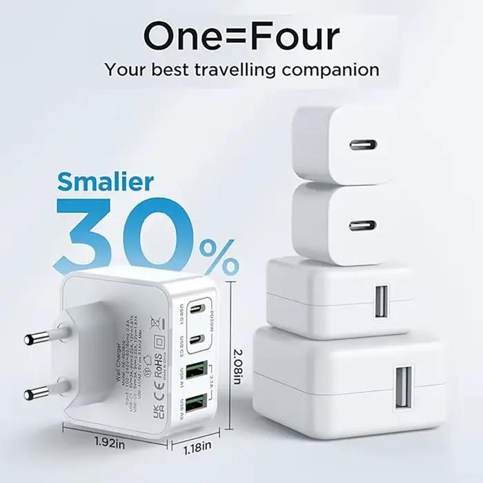 Chargeur USB C, 40 W 4 ports prise USBC