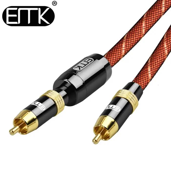 Câble EMK RCA câble Coaxial numérique câble de caisson de basses mâle à mâle tressé 3m 5m 10m câble RCA vers RCA pour amplificateur TV barre de son DVD