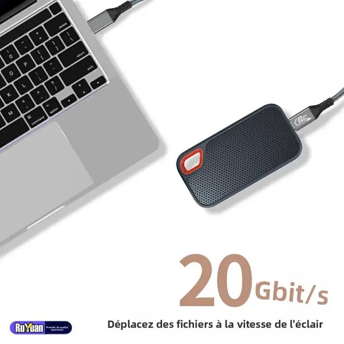 Câble de données USB C 20 Gbps pour transfert rapide et charge rapide PD 240 W pour moniteurs 4K et stations d'accueil occasions spéciales pour homme