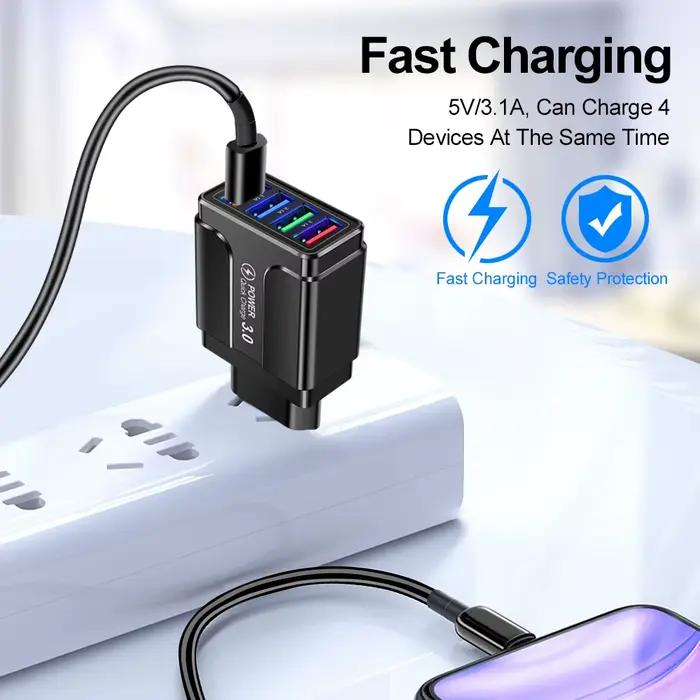 Adaptateur de chargeur rapide mural 4 Ports