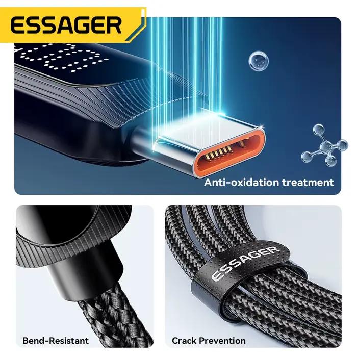Câble Essager USB Type C rapide et synchro données pour Macbook Xiaomi Samsung en 1 2 ou 3 mètres
