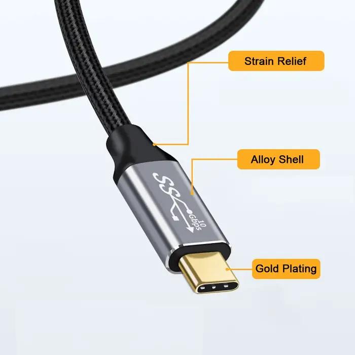 Câble USB C 10Gbps 100W avec marqueur électronique résistant pour téléphone portable usage quotidien