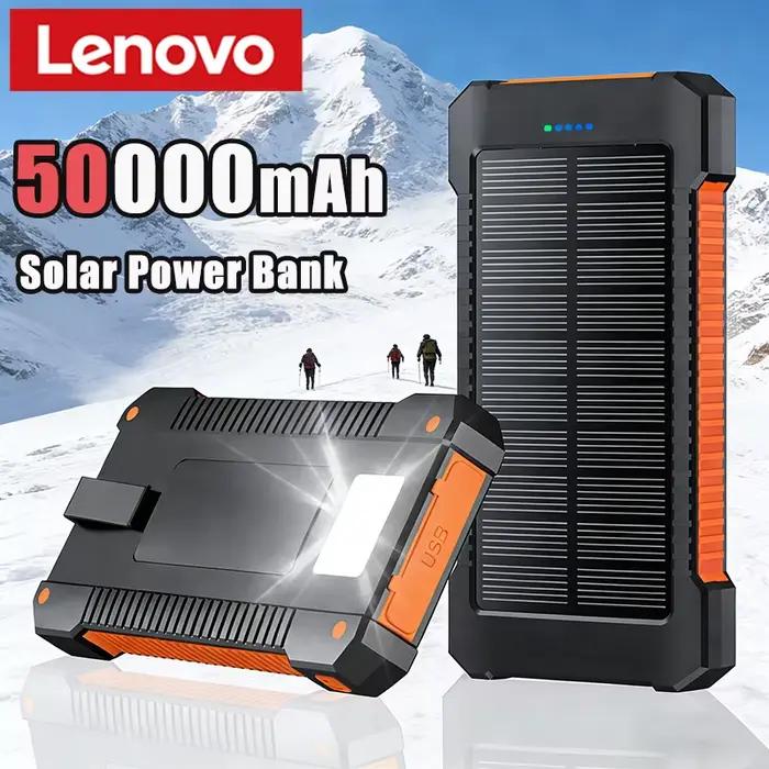 Batterie Externe Solaire Portable Lenovo 50000 mAh Grande Capacité Charge Ultra-Rapide pour Huawei Samsung 2026