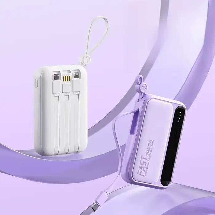 Batterie externe 10000mAh 20000mAh grande capacité avec câbles intégrés