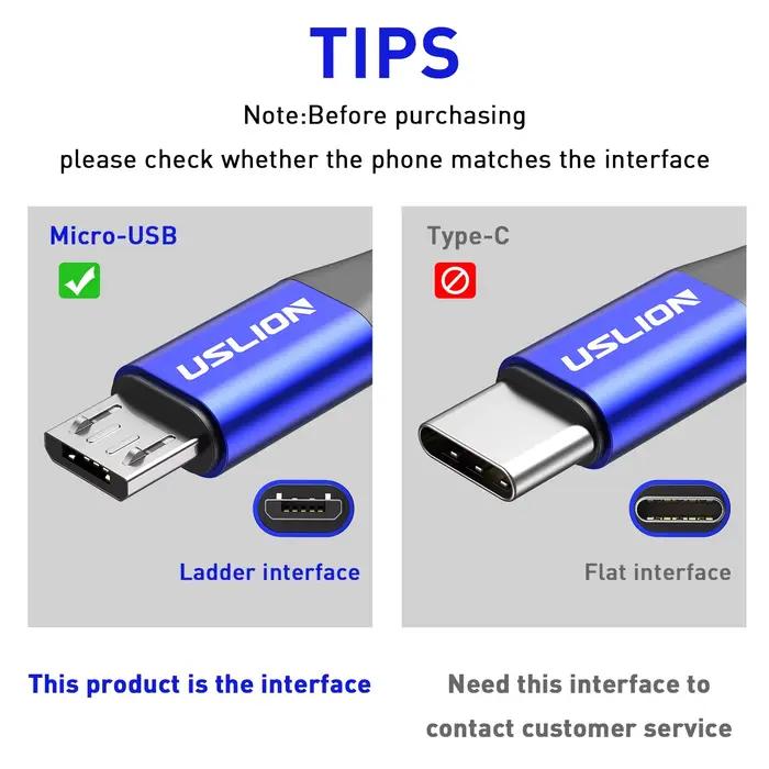 USLION 3A câble Micro USB charge rapide pour Samsung Xiaomi Huawei Realme OPPO Android téléphone portable USB cordon de données 0.5/1/2/3M