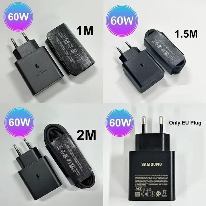 Chargeur rapide Samsung 60W d'origine avec câble Type C pour smartphones Samsung Galaxy et iPhone occasions spéciales et quotidienne
