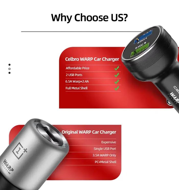 Chargeur de voiture pour Oneplus 9R 10 Pro Nord CE 2 5G 8 7t Pro Warp