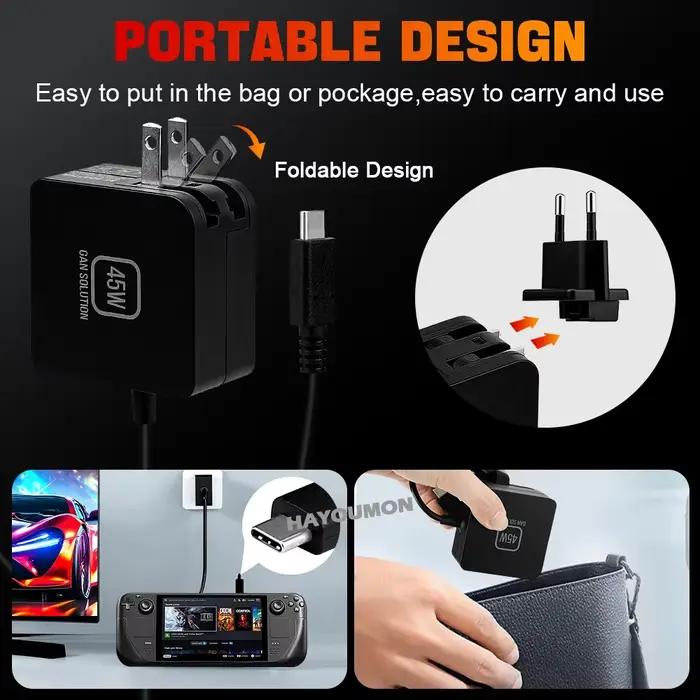 Chargeur rapide pour Steam Deck 45W