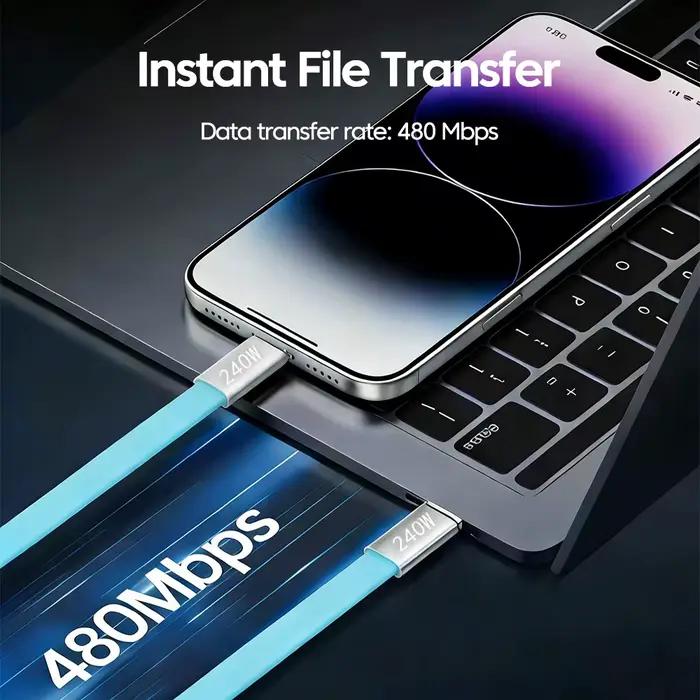 Câble USB-C en silicone liquide à charge ultra-rapide 240W PD