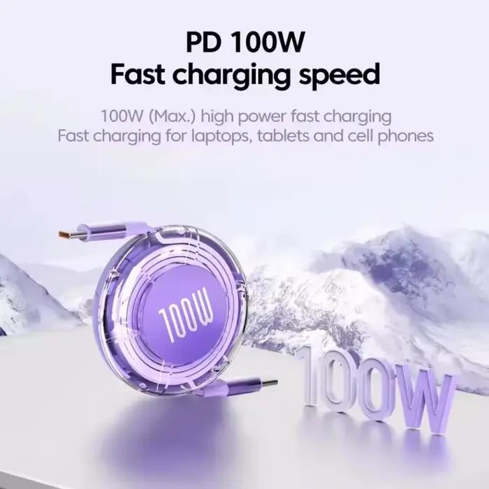 Câble rétractable PD 100W USB Type C vers Type C