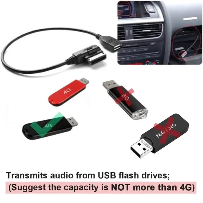 Adaptateur Câble USB AUX pour Audi A6L Q5 Q7 A8 S5 VW Compatibilité Musique Haute Qualité Connexion Fiable Intégration Transparente