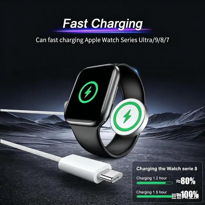 Cordon de chargeur USB C Compatible pour Apple Watch câble de chargement de montre magnétique