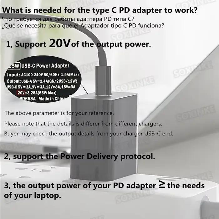Convertisseur de chargeur universel PD 100W Type C pour ordinateur portable Asus Lenovo HP Dell Acer Samsung USB C chargeur rapide adaptateur de charge adapté pour voyager et usage quotidien