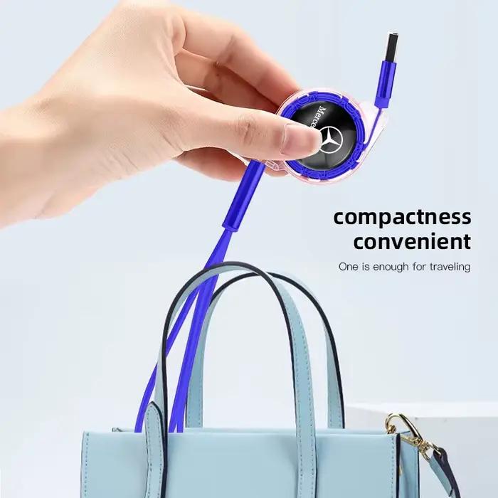 Câble de charge rapide rétractable 3 en 1 pour voiture