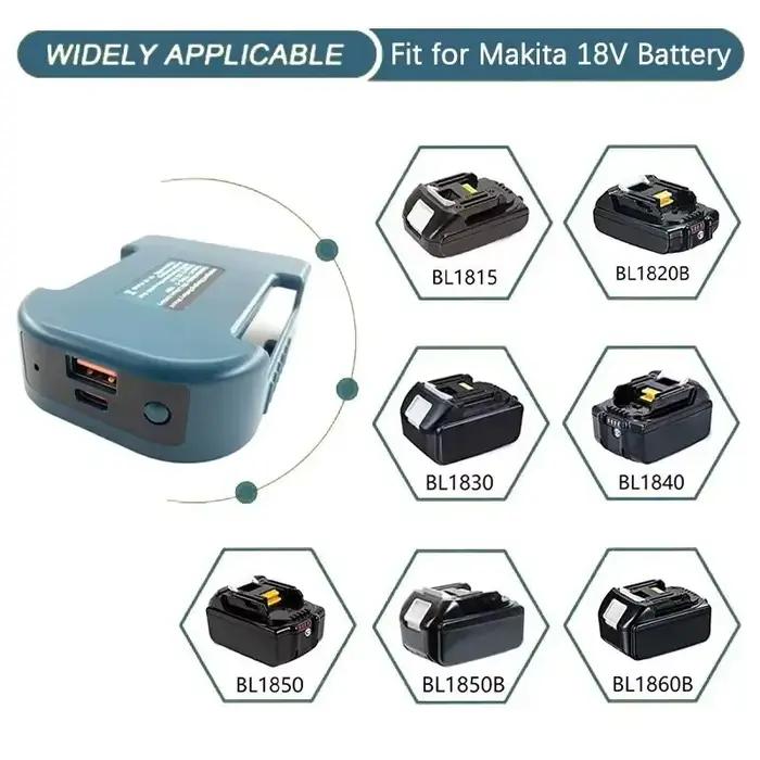 Pour Makita 18V avec USB avec support de batterie type-c