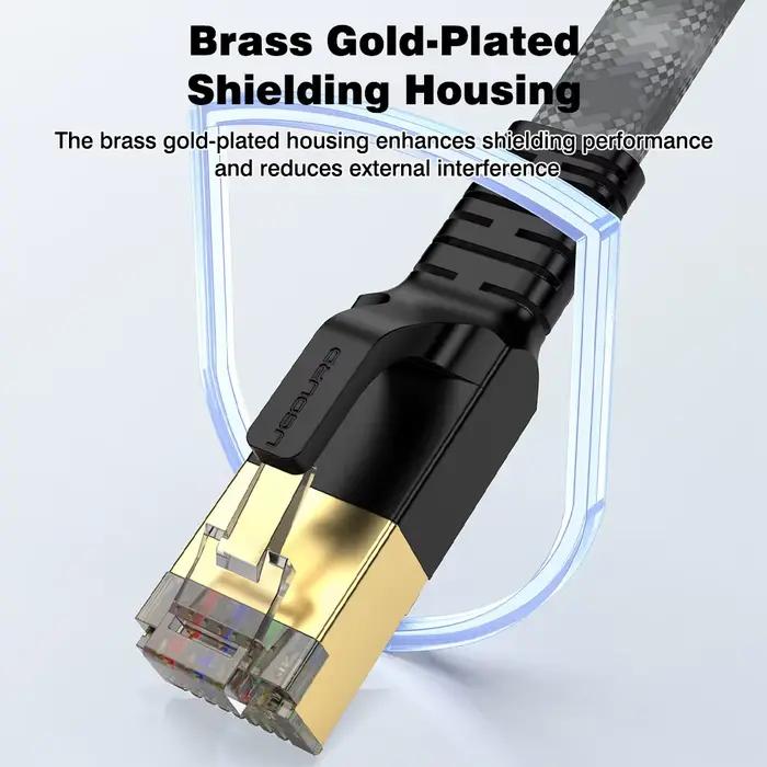 UGOURD câble Internet haute vitesse Cat8 noir-gris 40Gbps 2000MHz bande passante RJ45 blindé réseau LAN