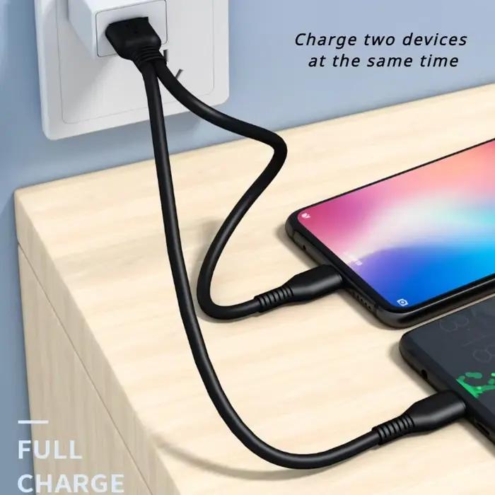 Câble USB 2.0 Type-A mâle 2 en 1 double Type C