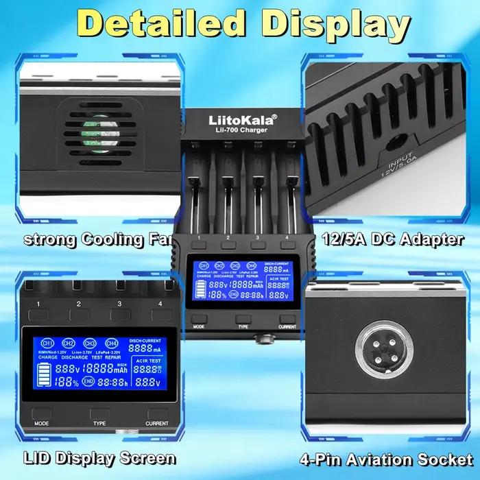 Liitokala nouveau chargeur intelligent Lii-700 LCD 3.7 V/1.2 V 18650/26650/16340/18500