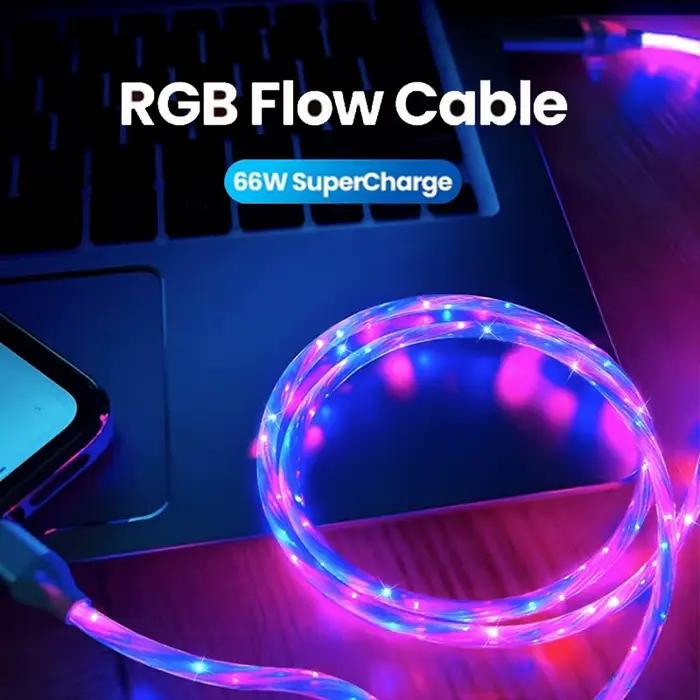 Câble USB vers C à charge rapide RGB 66W 6A
