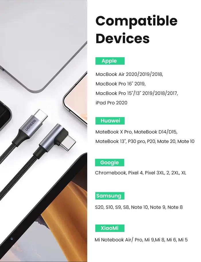 Ugreen – câble USB de Type C à 90 degrés PD100W