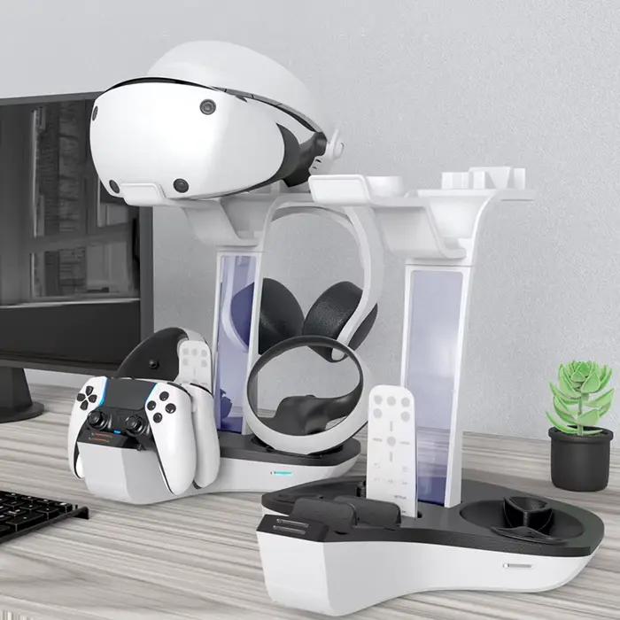Support de charge professionnel pour manettes avec indicateur LED et rangement pour casque et écouteurs pour PS5 PS VR2
