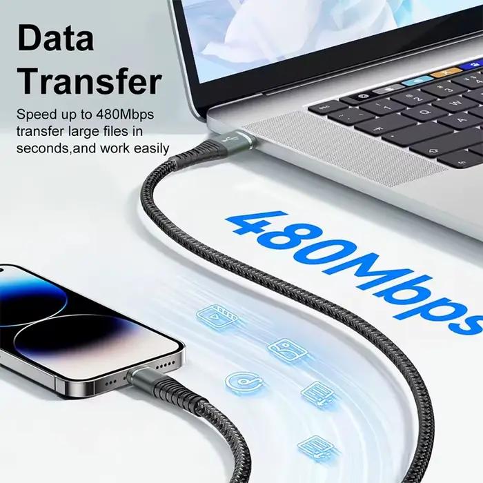 Câble de données USB-C à charge rapide 3A pour iPhone 17 16 15 iPad Pro Samsung S26 Xiaomi Type C CarPlay