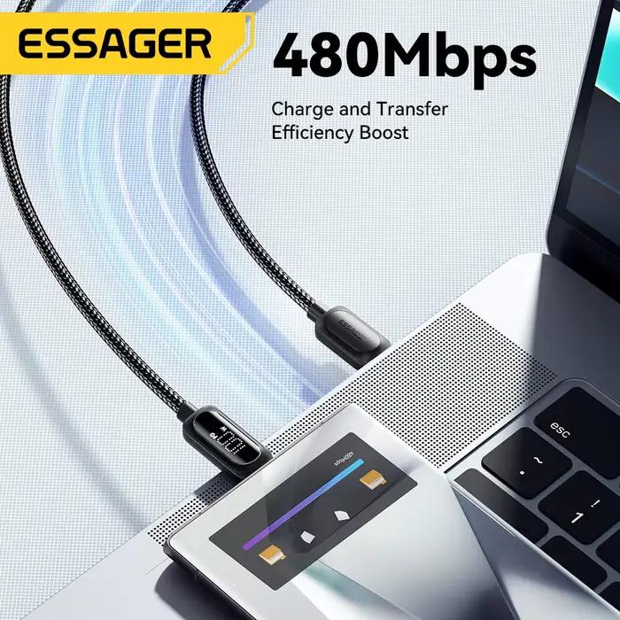 Câble Essager USB Type C rapide et synchro données pour Macbook Xiaomi Samsung en 1 2 ou 3 mètres